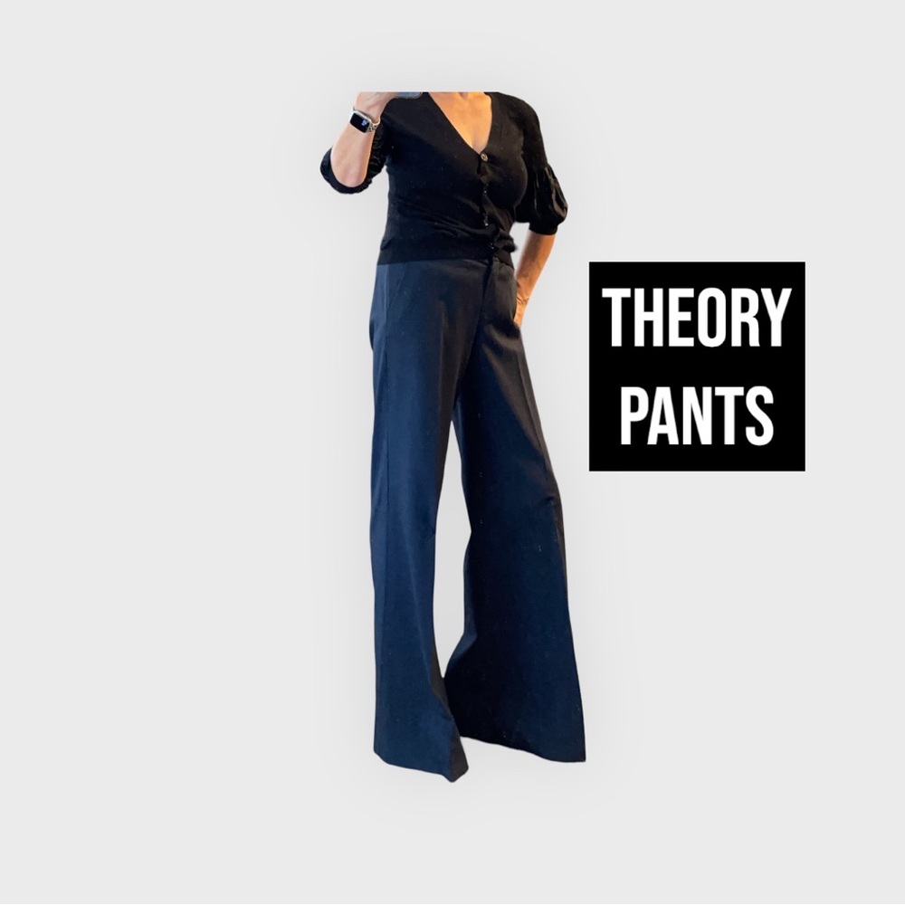 THEORY Dark Blue Classic Pants Very Wide Legs. Rare. Size 8